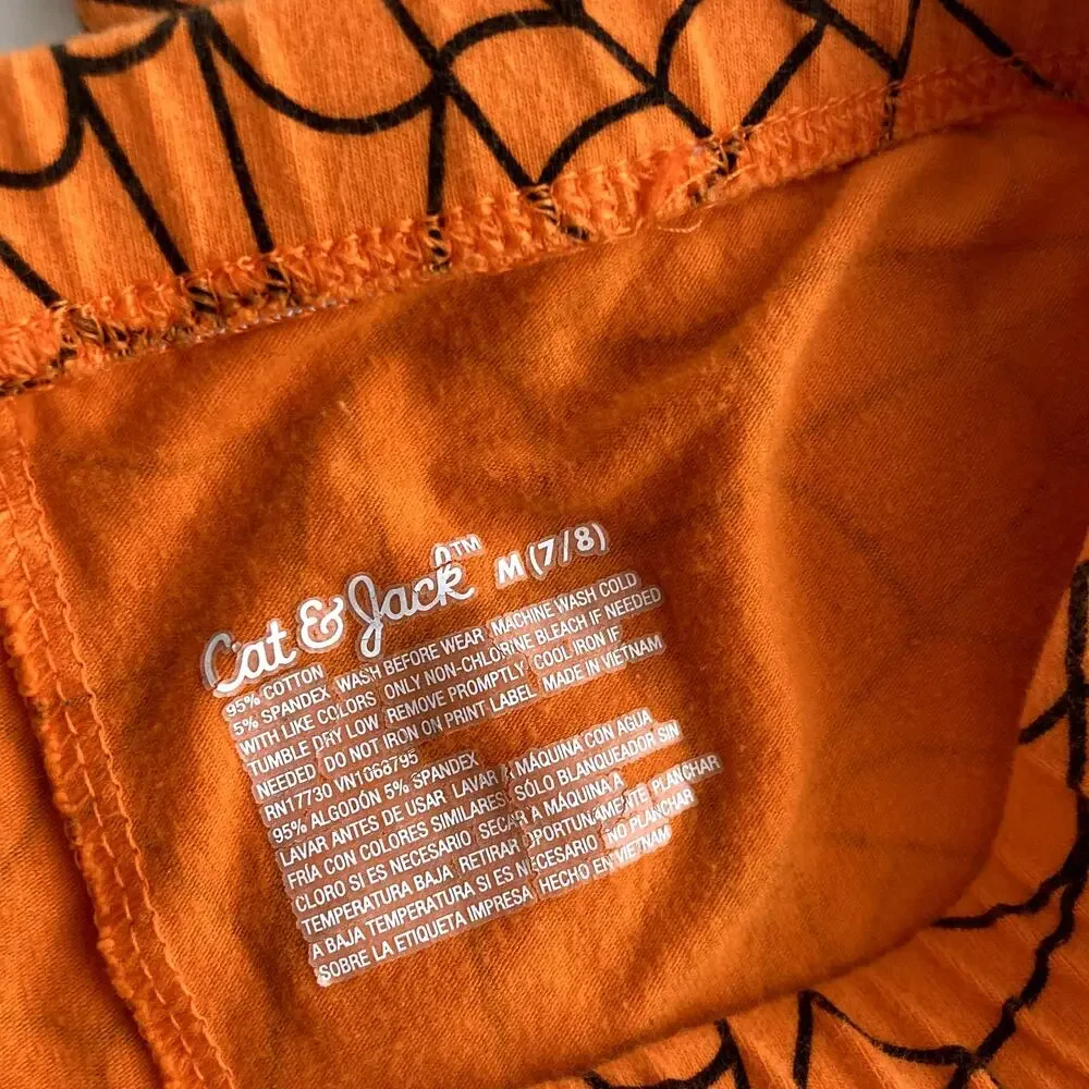 Halloween Outfit - Cat & Jack Spiderweb Leggings, Jack O'Lantern Hoodie - 7/8